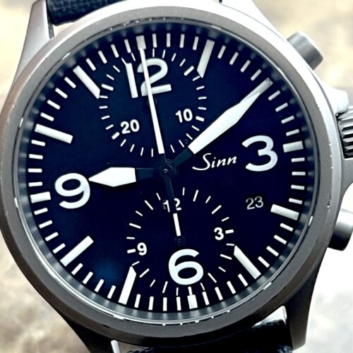Sinn 756 Chronograph Tegimented 40mm Automatic on Strap with Deployed Buckle and Sinn Travel Box