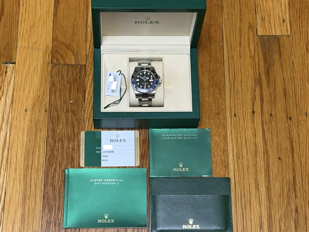 Rolex GMT Master 2 Black Blue 40mm Automatic BATMAN with Box Papers white tag Warranty Card 116710BLNR