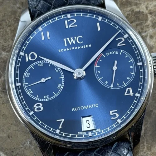IWC Portuguese with 7 Day Power Reserve 42mm Automatic Blue Dial Box Papers Card IW500710