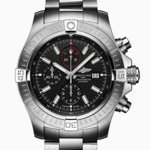 Breitling Super Avenger 48mm Automatic Blue Dial Red Accents A13375 on Steel Bracelet with Box / Papers